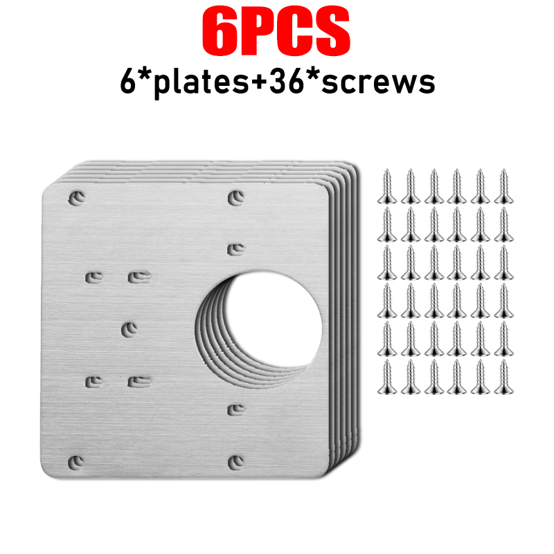 Cabinet Hinge Repair Plate Kits Stainless Steel Door Hinges Mounting Plate with Hole Replacement Bracket for Cupboard Furniture: Yellow