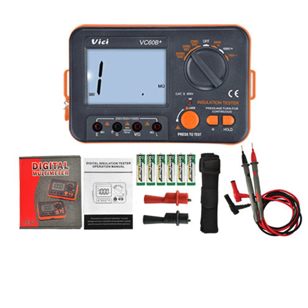 Medidor Digital de resistencia de aislamiento VC60B +, 250V, 500V, 1000V, Megohmmeter