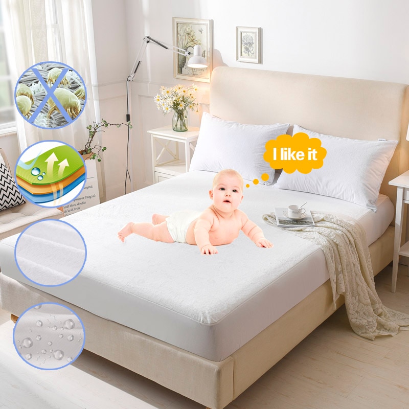 Badstof Laken Matras Topper Waterdichte Matrasbeschermer couvre lit matrashoes Anti Mijt waterprood matras pad 1 PC