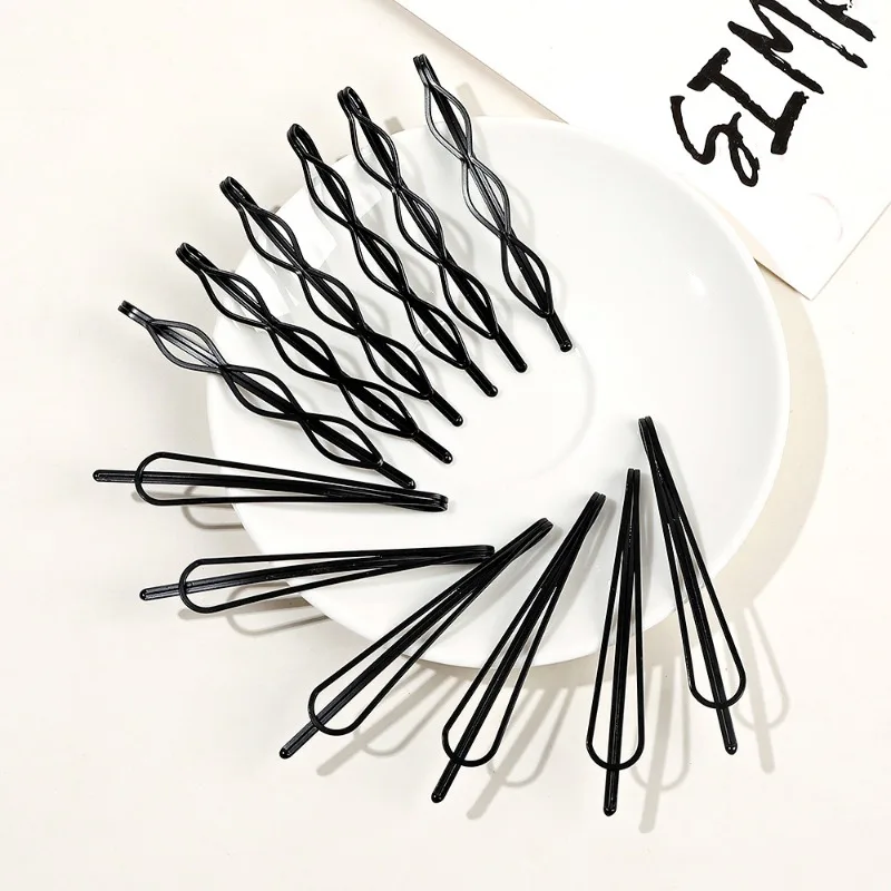Pasadores de Metal negro para el cabello, horquillas onduladas, horquilla Invisible BB, accesorios para el cabello, 1/20 piezas