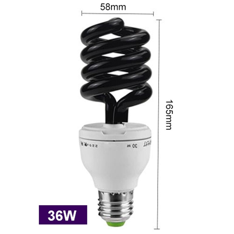 Bombillas UV negras de 13W-40W, luz ultravioleta E27, 220V, 12V, espiral BLB CFL, lámpara insecticida, luz fluorescente: Spiral 36W / 220V