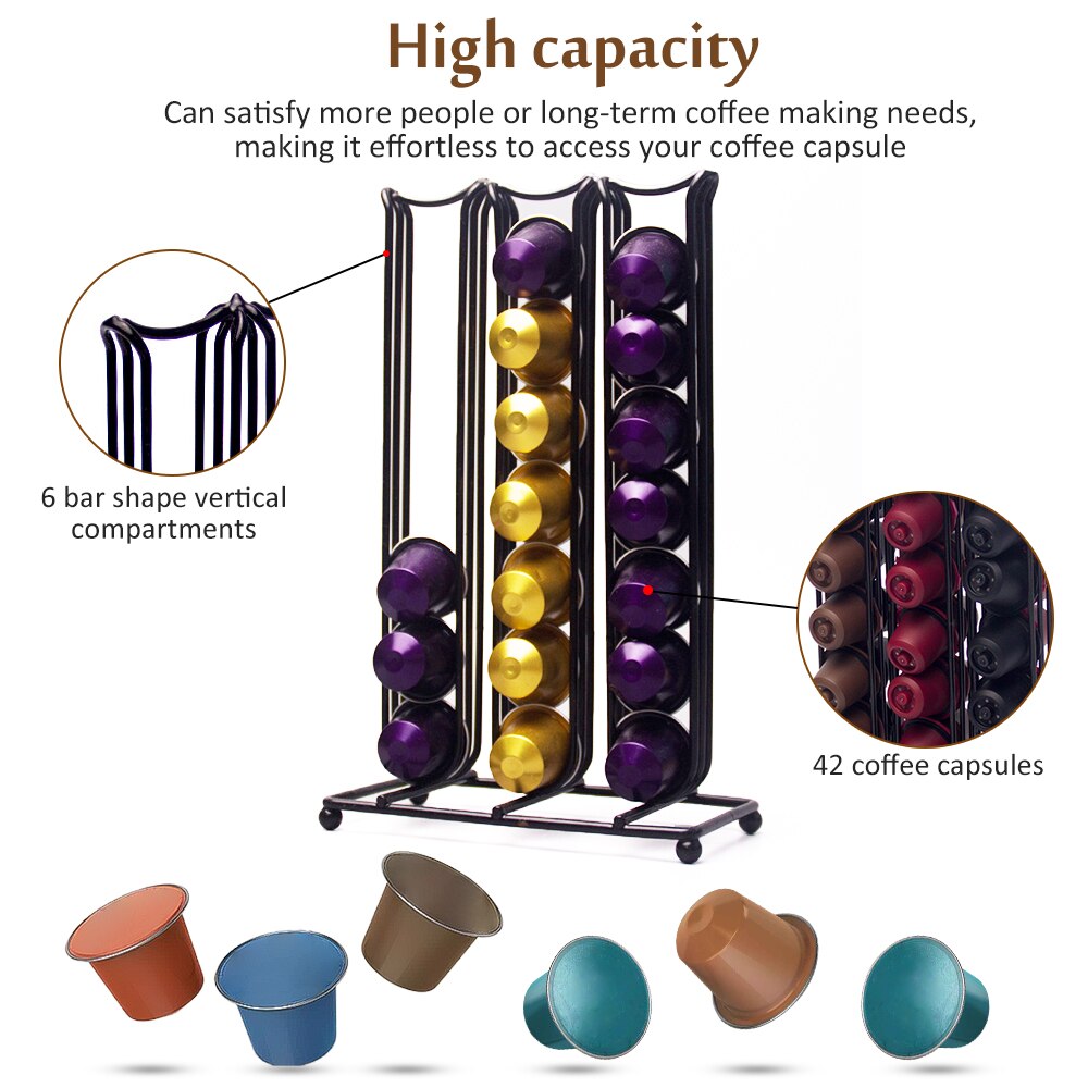 42 tazas para Cápsula de café Nespresso soporte de cápsulas de café base para CÁPSULAS DE estante de almacenamiento sostenedor de la Organización