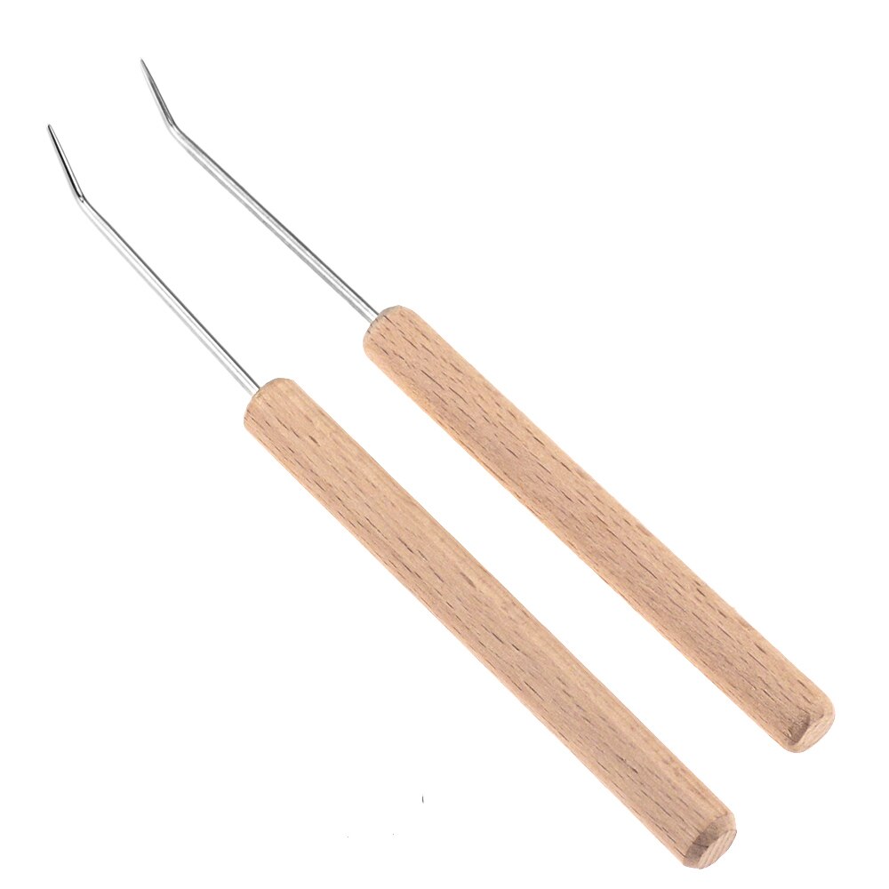 Agulha de dobra de madeira sólida, 2 tamanhos de 15cm de comprimento, gancho de tear de tricô de madeira, ferramentas diy, acessórios de costura de crochê