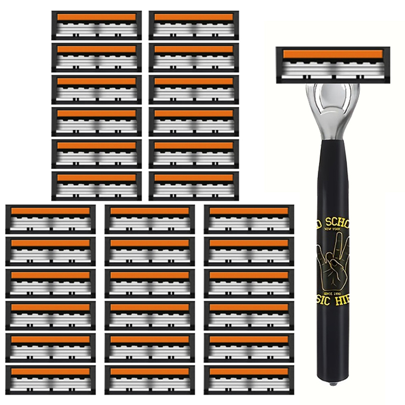 Lames de rasage pour hommes lame à trois couches rasoir de barbier rasoir de sécurité réutilisable lame importée lames de changement de tête multi-outils: green