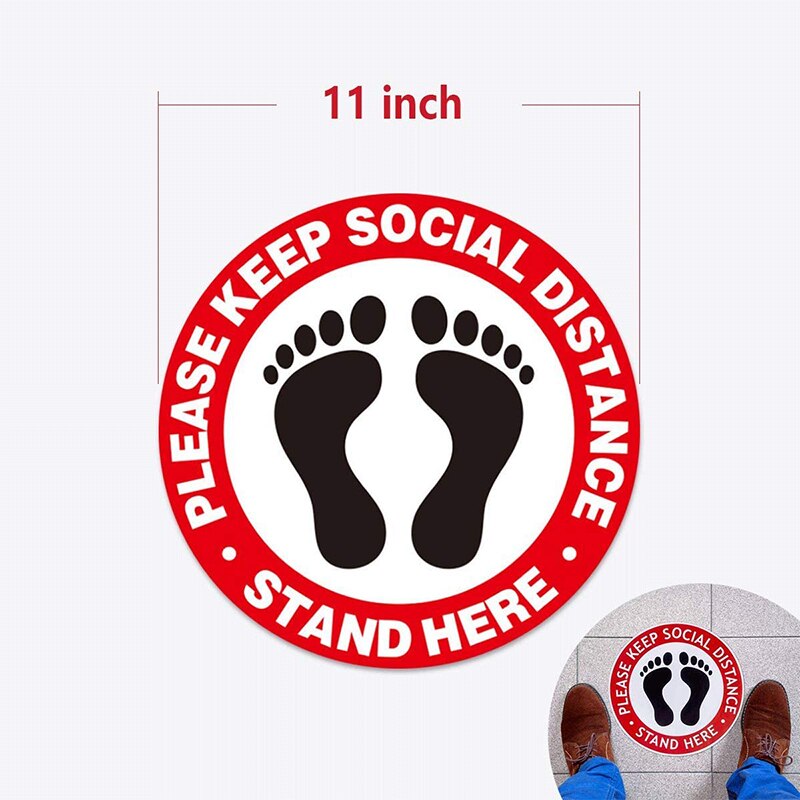 Floor Stickers Grote Maat 11Inch Behouden 6 Voeten Afstand Veiligheid Floor Marker Openbare Plaatsen, Waterdicht, 12 Pack