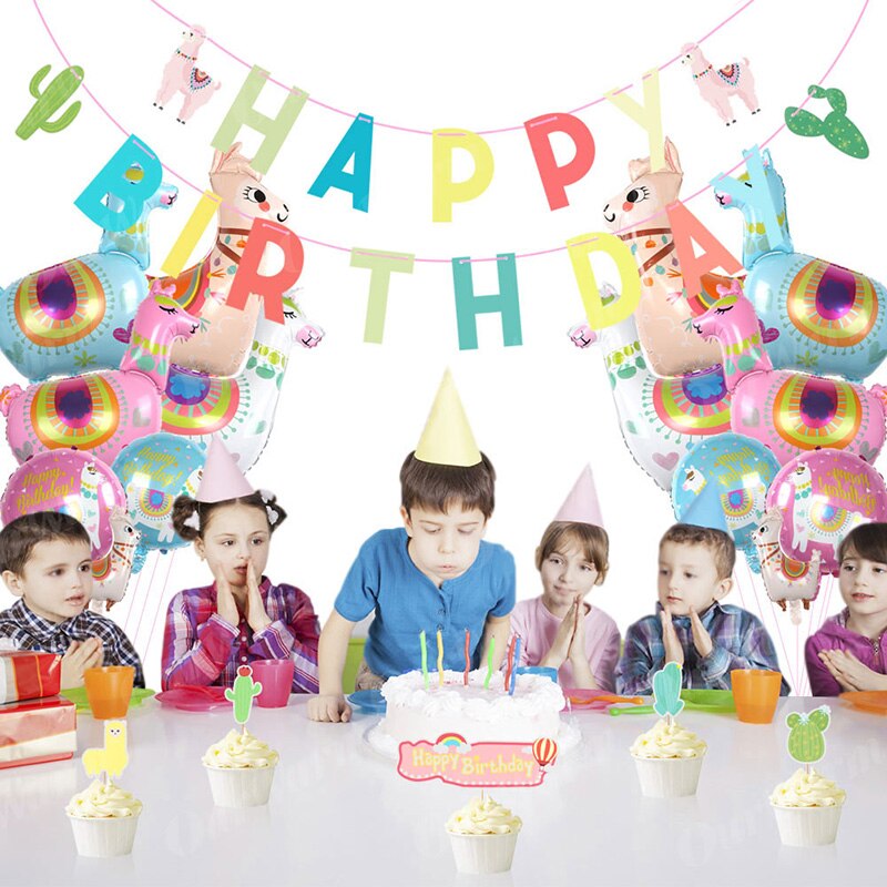 1Pcs 4D Cartoon Dier Alpaca Folie Helium Ballon Leuke Lama Opblaasbare Ronde Ballons Kinderen Baby Verjaardagsfeestje Decoraties