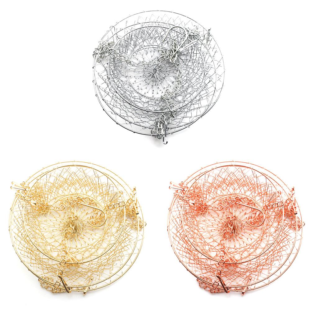 3-Tier Kitchen Hanging Fruit Basket Wire Hanging Folding Basket for Kitchen Storage