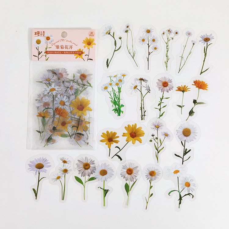 Colección de plantas naturales, pegatinas decorativas de PVC de hojas verdes, etiqueta para álbum de recortes, diario, papelería, álbum, taza para teléfono, planificador diario: Verde claro