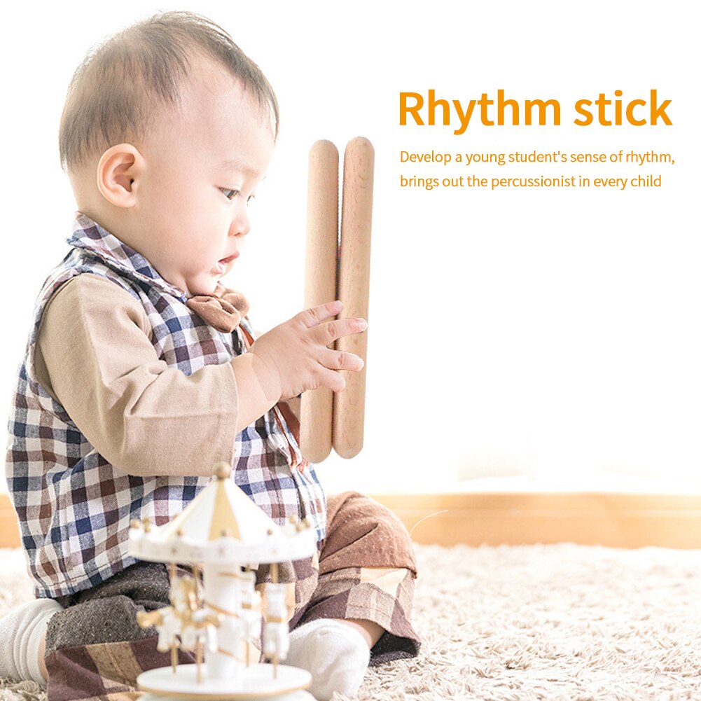 8 pares principiante clásica instrumento Orff de la escuela en casa Claves musicales baquetas de ritmo Natural madera Accesorios