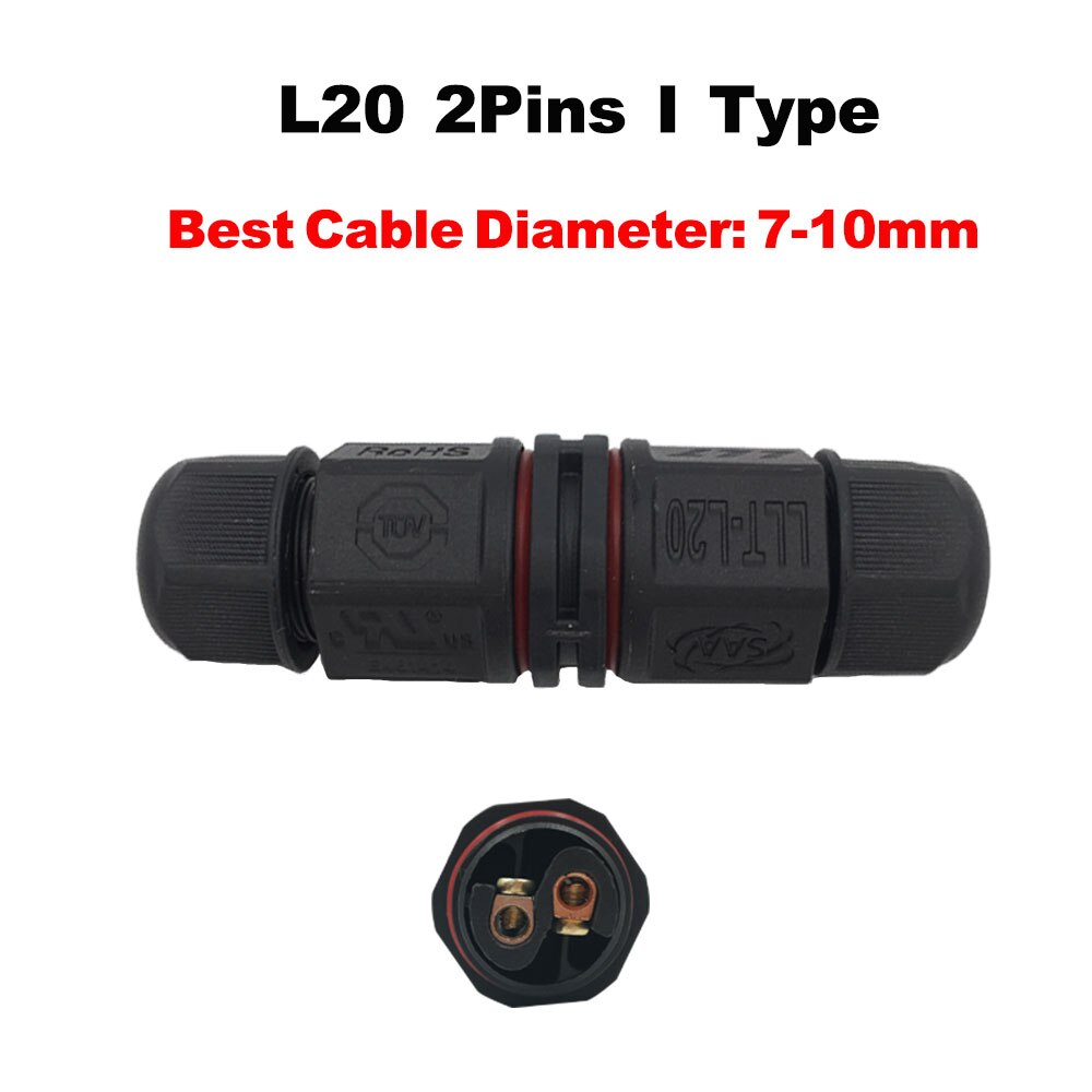 IP67 Waterproof Connector 2 Pin 3 Pin Electrical Terminal Wire Adapter Connector Screw and Soldering Pin connector for LED Light