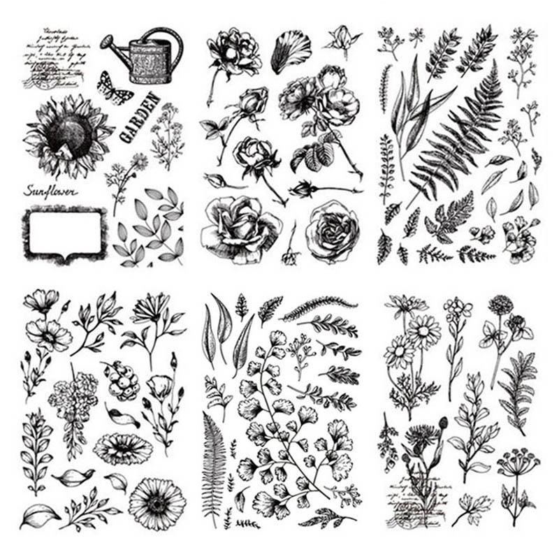 Flower Clear Stamp Leaves Rubber Stamps Transparent Silicone Seal for DIY Scrapbooking Photo Album Decorative Crafts Stamps