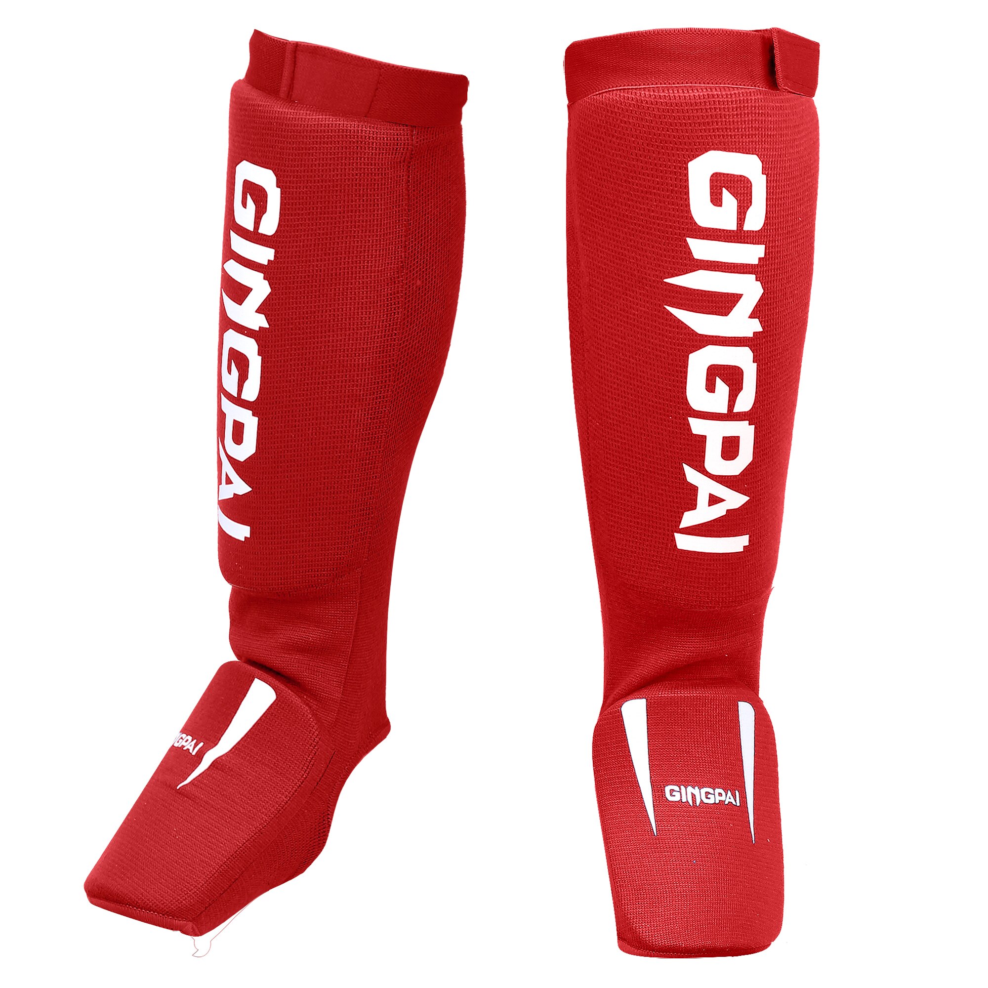 Caneleiras de boxe de algodão mma instep tornozelo protetor de proteção do pé tkd kickboxing almofada muaythai treinamento perna apoio protetores: red / S