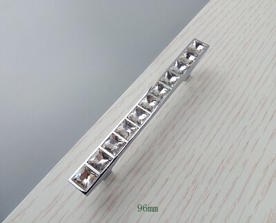 Tirador de mueble de diamantes de cristal Real, herrajes de puerta corredera, Tiradores para cajón o armario, gabinetes de cocina, tiradores de tirador de armario: 96mm