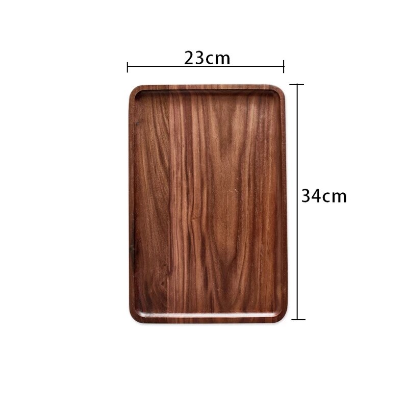 Black Walnut Rectangle Wood Pan Plate Fruit Dishes Saucer Dessert Dinner Bread Wood Plates Tea Tray