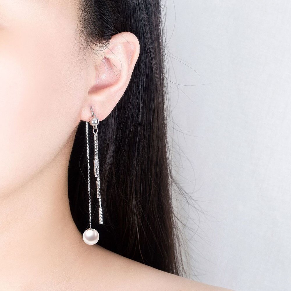 NEHZY S925 Stamp silver women jewelry pearl long tassel ear line retro simple earrings