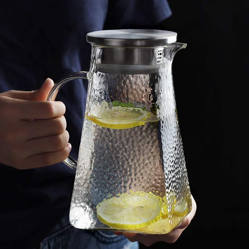 Glas Water Pitcher Glas Met Roestvrijstalen Zeef Deksel Borosilicaatglas Water Karaf Ketel Koud Met 4 Glazen Bekers Jug