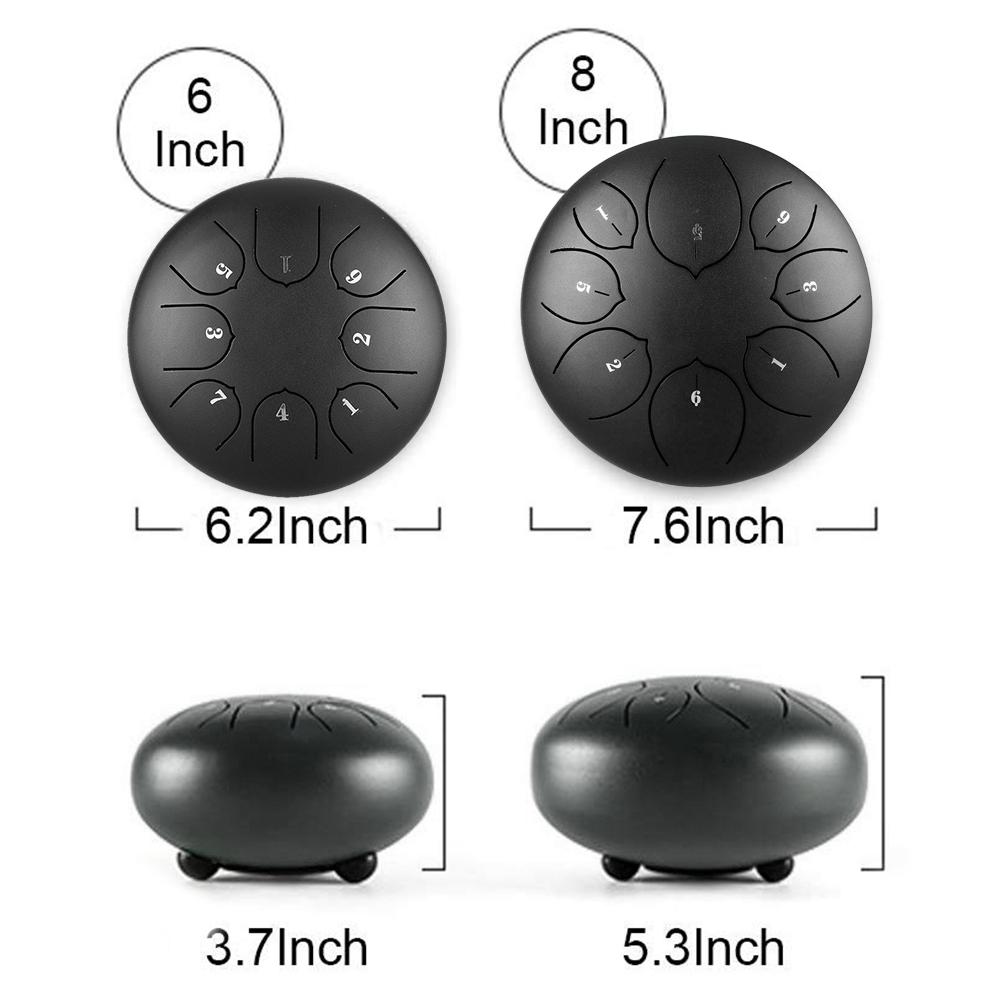 6 Inch 8 Inch Stalen Tong Drum Set 8 Tune Tong Drum Hang Drum Met Gewatteerde Drum Tas Hamers Stickers ondersteuning