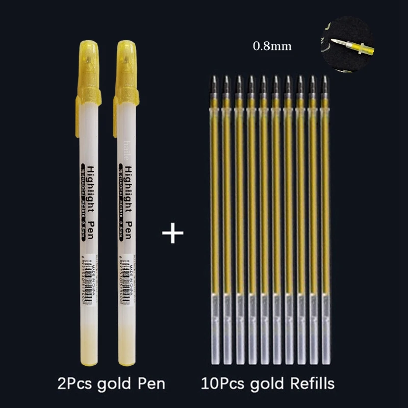 Juego de bolígrafos de Gel blancos, rotulador blanco de punta fina de 0,8mm, varilla de recarga para estudiantes, suministros de dibujo artístico y escritura: Rojo