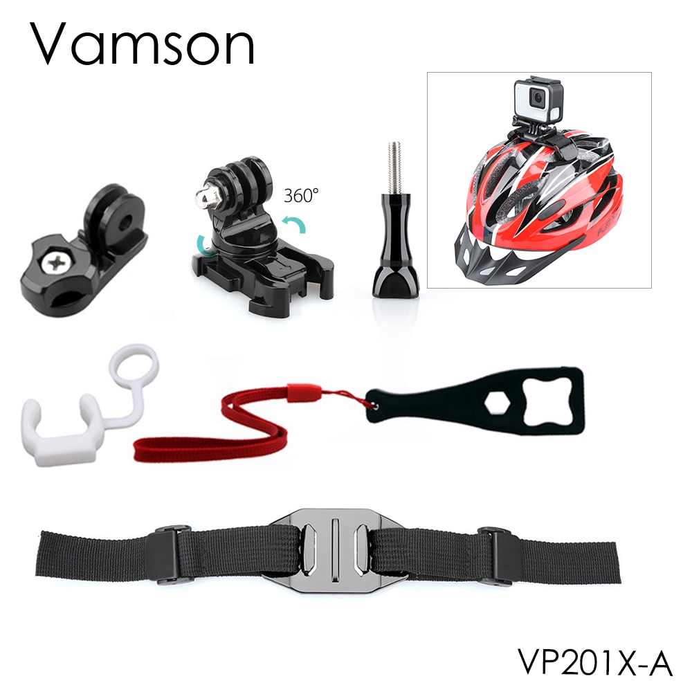 Vamson Voor Go Proadjustable Fietshelm Band Hoofd Hero 7/6/5/4 Riem Mount Houder Adapter Voor Osmo action Xiaomi Yi 4K VP201X