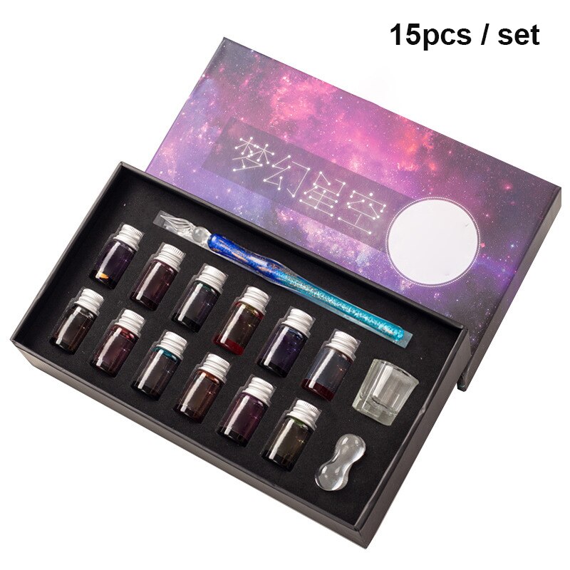 Innovative Handmade Crystal Glass Dip Pen Calligraphy Fountain Set Ink J99Store: 11