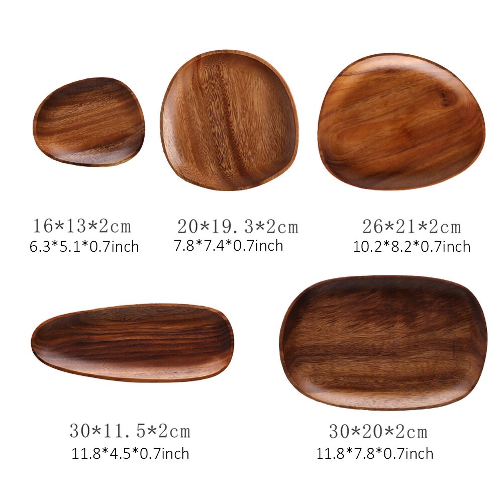 Bandeja de madera ovalada Irregular para fruta, bandeja de madera para Pan, bandeja de té, vajilla de Bandeja de postres, conjunto de accesorios para Cocina