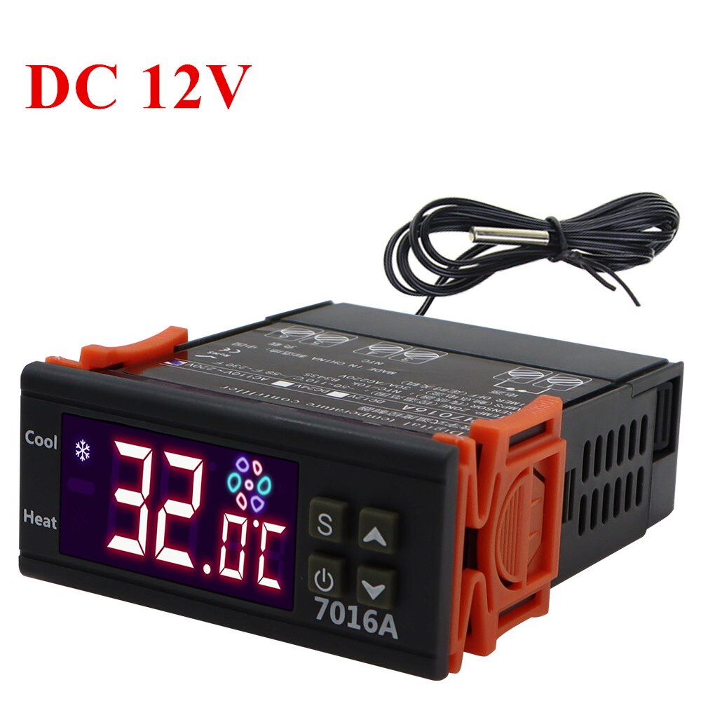 7016A Digital Temperature Controller Switch Controller 30A High-Power Temp Control Thermostat Heating Cooling NTC Sensor 40% off: DC 12V