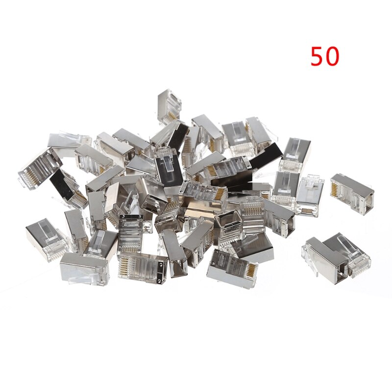 50/100Pcs CAT5 RJ45 8-Pin Geschirmt Modular Stecker Ethernet Netzwerk Kabel Stecker schiff