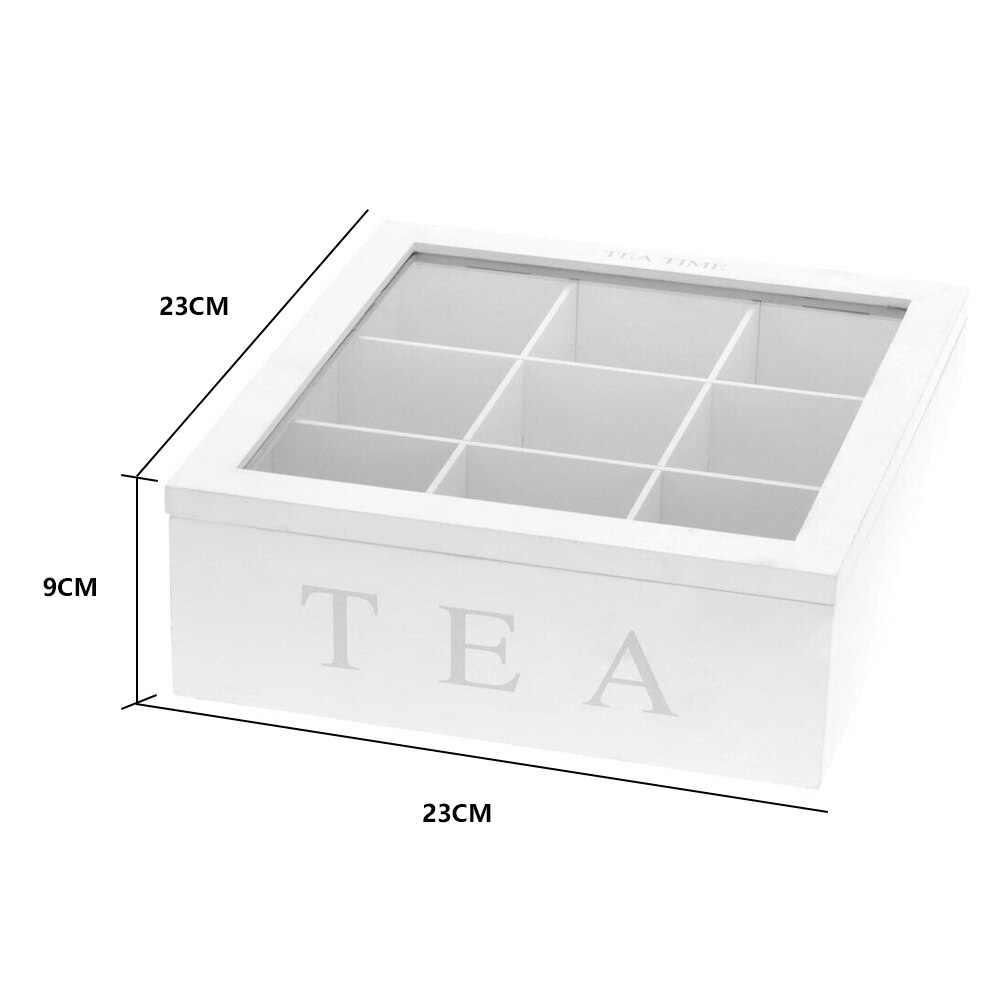 Tea Storage Box With 6/9 Compartments For Kitchen Cabinets Home Wood Exquisite Teaware Coffee Tea Bag Storage Holder Organizer: white