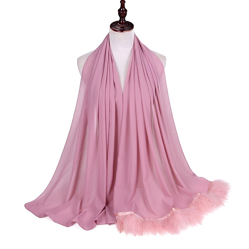 Veren chiffon sjaal hijab dons bubbelsjaal luxe populaire kwastjessjaals sjaal moslim sjaal 170 x 75cm