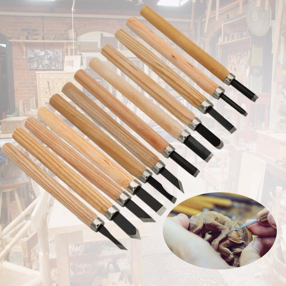 12 stuks/set houtdraaibank handvat timmermans houtsnijbeitels kit doe-het-zelf handgereedschapset houtsnijbeitels