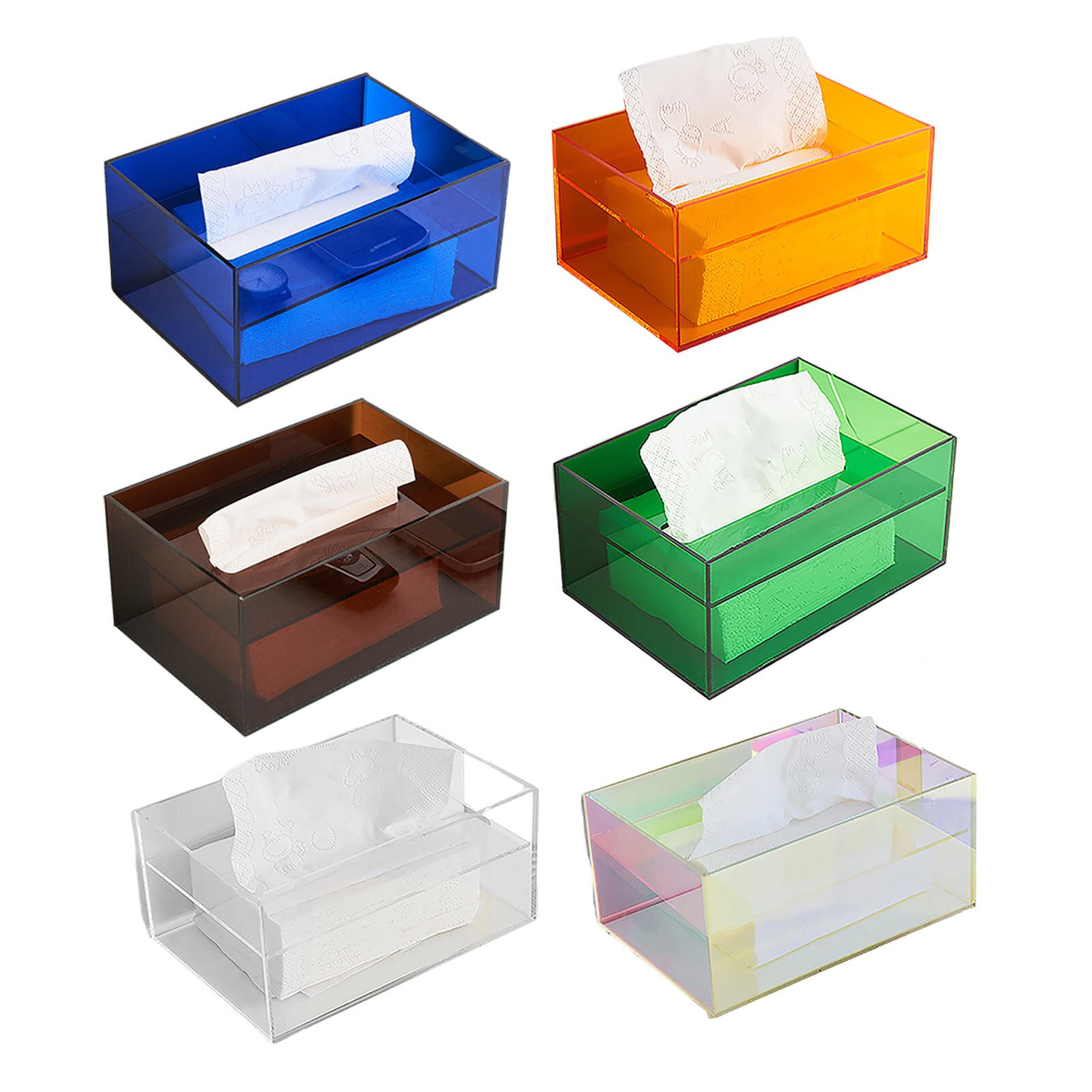 Facial Tissue Dispenser Box Portable Rectangle Storage Modern Accessories Acrylic Tissue Box Toilet Paper Box for Bathroom Home