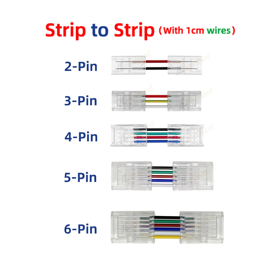 8mm 10mm 2Pin 3Pin 4Pin 5Pin 6Pin 12mm IP20 IP65 LED Strip to Strips or Line Quick Connectors Extension Wire Terminal Connectors: Ivory / 2P