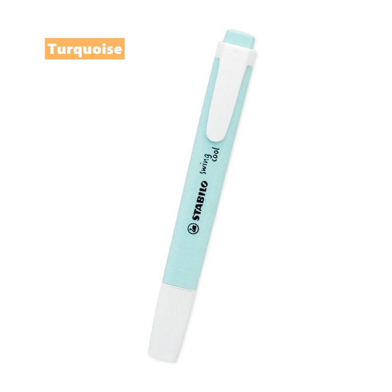 STABILO – stylo à surligneur Swing Cool, marqueur de couleur Pastel subtil au format de poche, 1 + 4mm mettant en évidence la ligne de dessin pour l&#39;école A6522: Turquoise