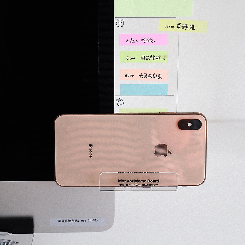 Acrylic Monitor Message Memo Board for Sticky Notes Transparent Name Card Phone Holder Desktop Storage Rack