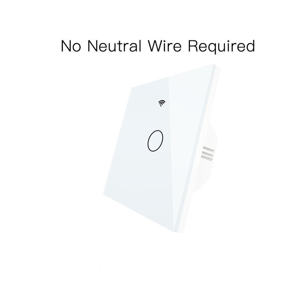 EU type No Neutral Wire Wireless Remote Control RF433 WiFi Wall Touch Switch 1 Gang Wall Switch: Default Title