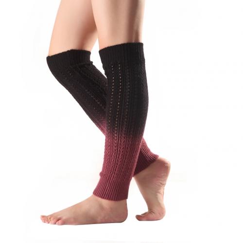 SALES! Gradient Knee High Women Boot Socks Winter Knitted Footless Leg Sleeve Warmer Women's Leg Warmer Winter Warm: Black