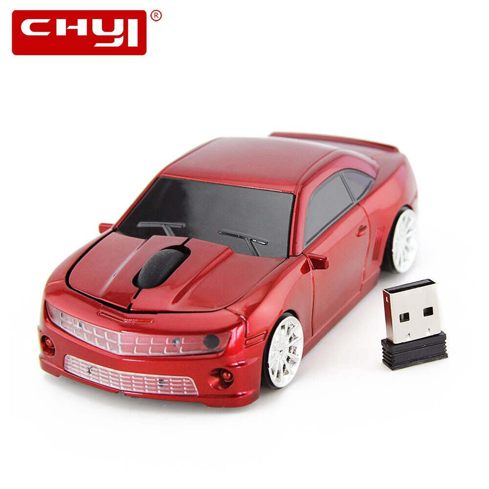 CHYI-ratón de ordenador inalámbrico para niños, Mini Mouse óptico 3D con receptor USB, 1600 DPI, Cool Sport Car