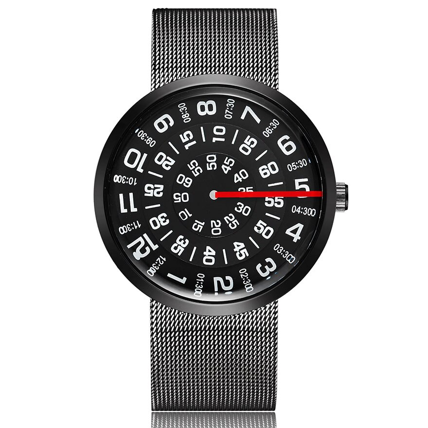 Par klokke menn kvinner minimalistisk platespiller tall skive armbåndsur casual skinn stål sport mannlig klokke for elskere: Unik klokke
