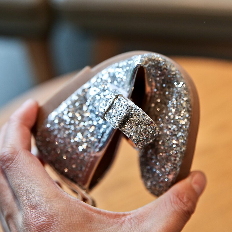 Outono menina princesa sapatos moda cor sólida lantejoulas sapatos da menina do bebê plana crianças sapatilhas da criança sapatos tamanho 21-30 sh073