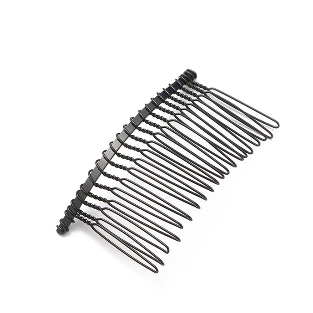 Peine de temperamento con Clip de Metal para el pelo, 20 dientes, largo, Pin para el pelo, joyería de boda personalizada, accesorios para el cabello, 1/5 Uds.: 01black