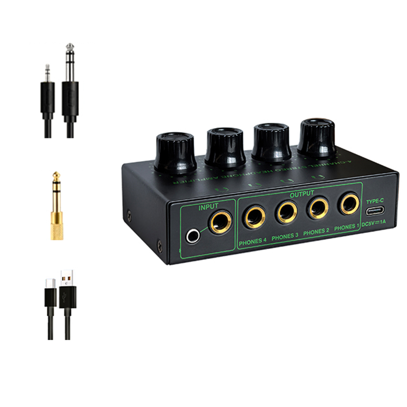 AAAEL-4 Channel Low Noise Stereo Audio Amplifier Headphone Amplifier For Sound Mixer PC Guitar: DARK GRAY