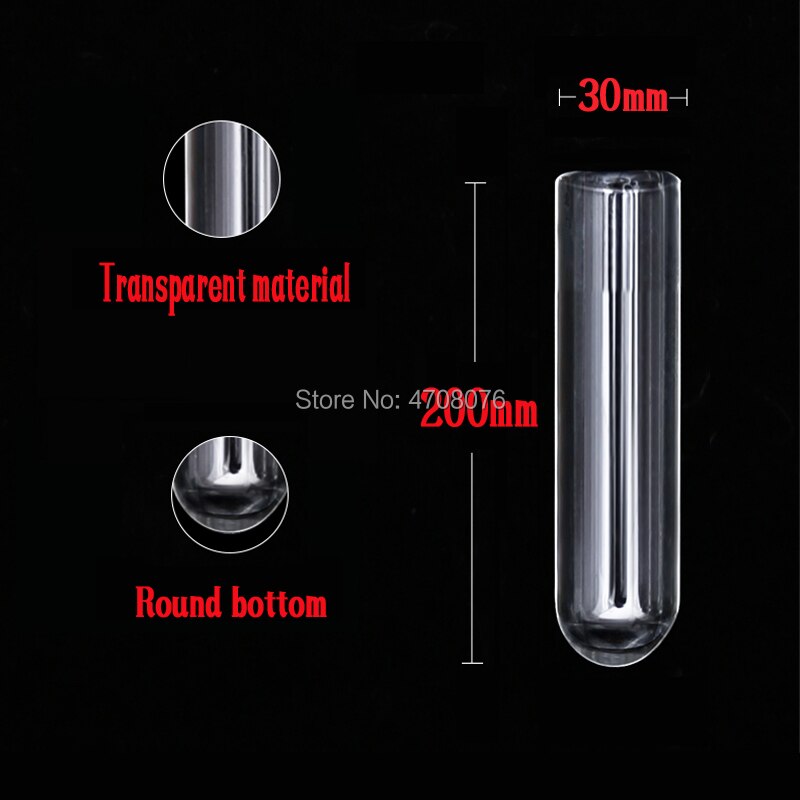 30x200mm 8pcs/lot Borosilicate transparent lab test tube blowing glass Pyrex test tube for scientific experiments round bottom