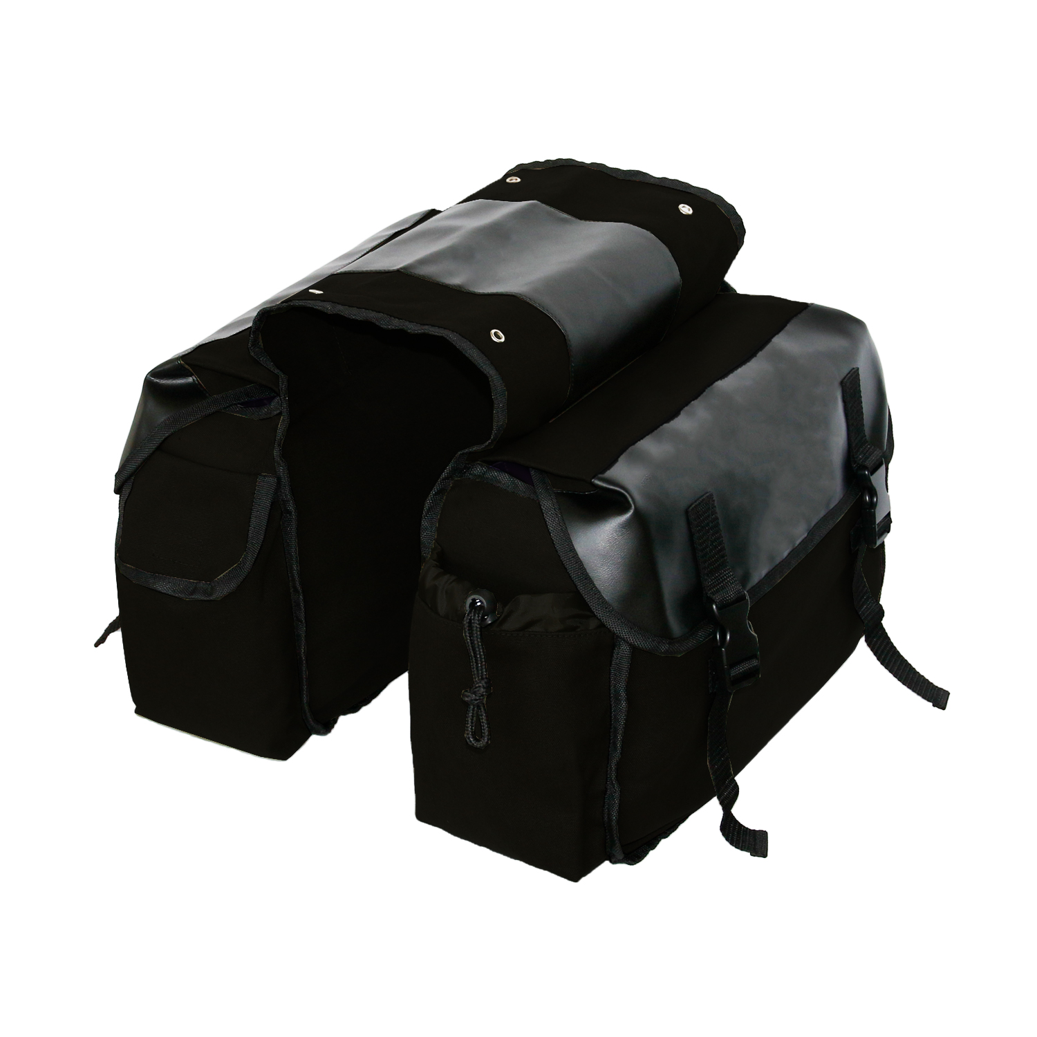 Bolsa de sillín de gran capacidad para motocicleta, bolsa de viaje de lona impermeable, caja de herramientas laterales, bolsa para motocicleta: Negro