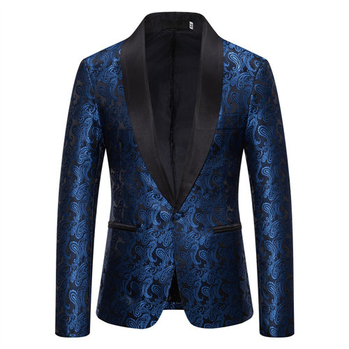 Blazer rojo con flores de anacardo para hombre, chaqueta de vestido de de boda, chaquetas de marcas blancas, azules y negras, S M L XL XXL: XXL / Azul marino