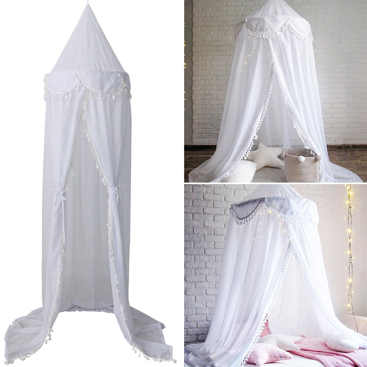 Baby Krippe Netz Prinzessin Kuppel Bett Baldachin freundlicher Bettwäsche Runde Spitze Moskito Netz Für Baby Schlafen 2 Farben