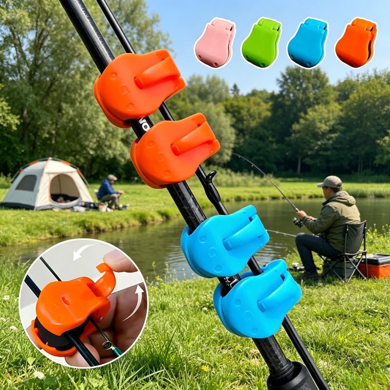 2pcs Fishing Rod Holder Fishing Equipment Anti-Slip Pole Hooks Keeper Quick-Attach Fishing Rod Holder Grip Tackle Organizer