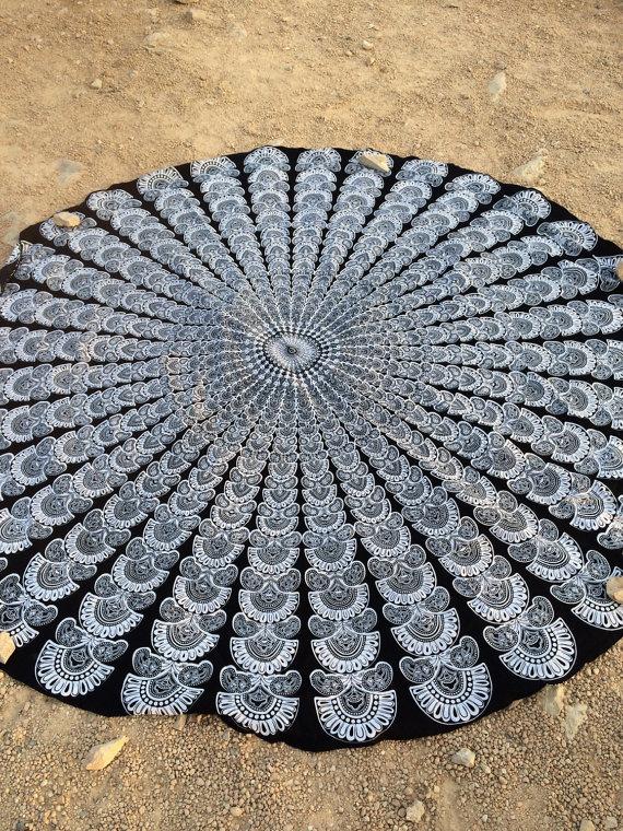 150cm bohem chiffon stor tynn mandala sommer rund strand skjerf håndkle solbad sjal wraps billedvev serviette de plage ymb 22
