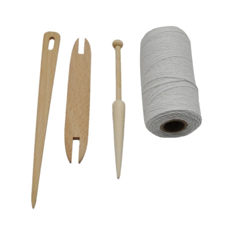 4 stk / sæt træ shuttle pindestang nål strikning vævning væv kæde tråd garn tilbehør diy håndværk