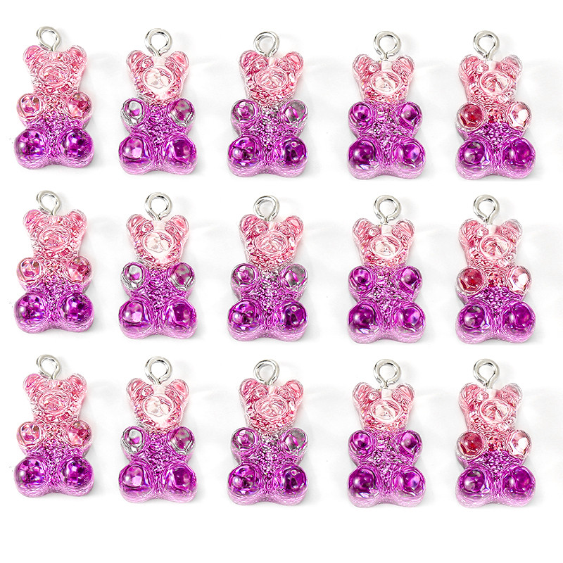 10 st hartsbjörnberlocker med platta baksida gummibjörnar och glittercabochoner för halsband, hänge, örhängen, gör-det-själv-tillverkning: Orange