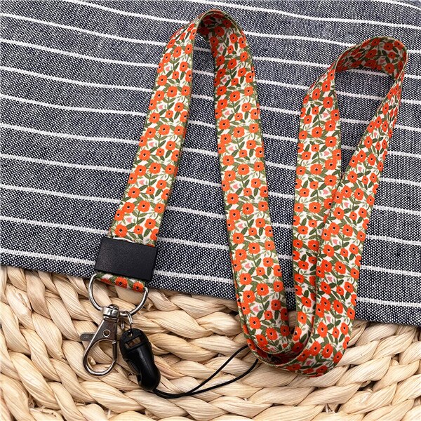 10Pcs/Lot Summer Flower Print Phone Lanyard Straps For Camera Mobile Phone ID Card Long Hanging Rope String Keychain Neck Strap: 003